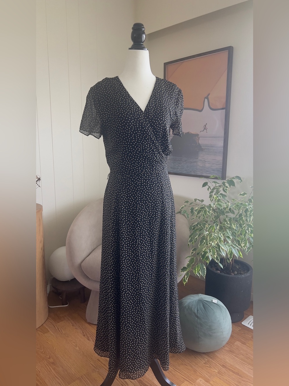 Talbots 100% Silk Printed Wrap-Style Maxi Dress